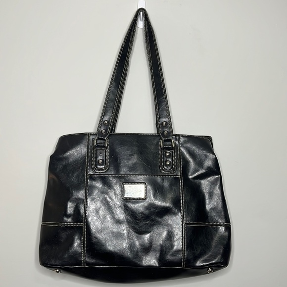 Franklin Covey Black Leather Backpack Purse